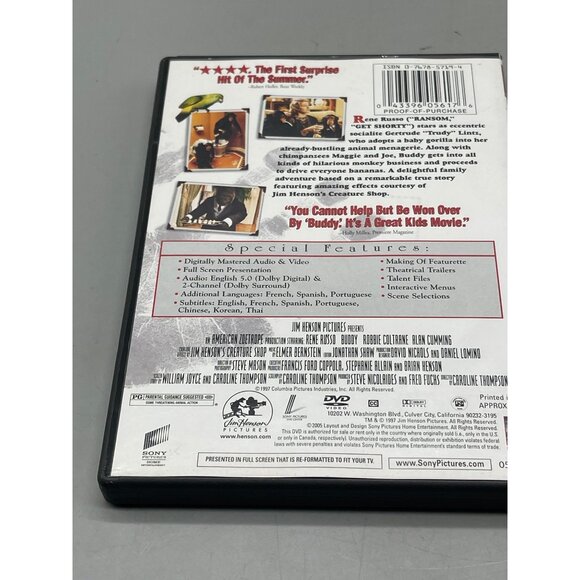 Buddy DVD Rene Russo true story copyright 1987 Jim Henson Pictures 84 min READ - Picture 2 of 3